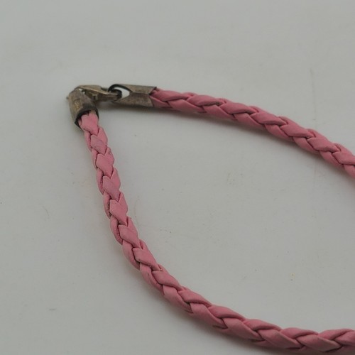 Sterling Silber 925 Rosa Geflochtenes Armband Brustkrebs Band Charm 6,5 Zoll - Bild 3 von 6