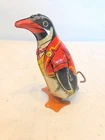 Vintage 1930’s 1940’s J. Chein Tin Litho Wind-Up Waddling Penguin Toy, Feet Work