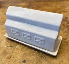 Creative Co-Op Stoneware Matt Gray Stoneware Barn Butter Dish - Farmhouse Butter