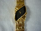 VINTAGE SEIKO QUARTZ WATCH WOMENS DRESS BLACK DIAL GOLD TONE NEW BATTERY