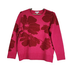 Liz Claiborne Sweater Women's Size XXL Pullover Pink Red Floral Long Sleeve NWOT