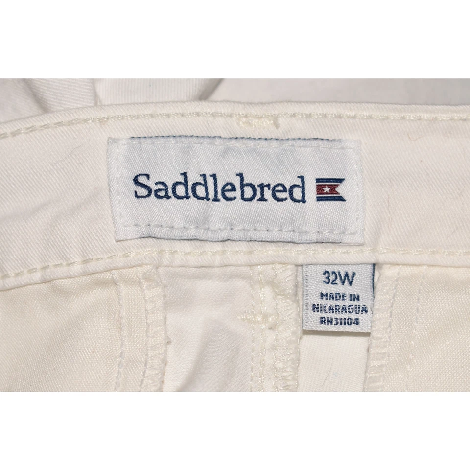 Pantalón Chino SADDLEBRED NUEVO $50 Comfort Flex 9" Frente Plano Blanco Para Hombre 32 Foto 3 de 3