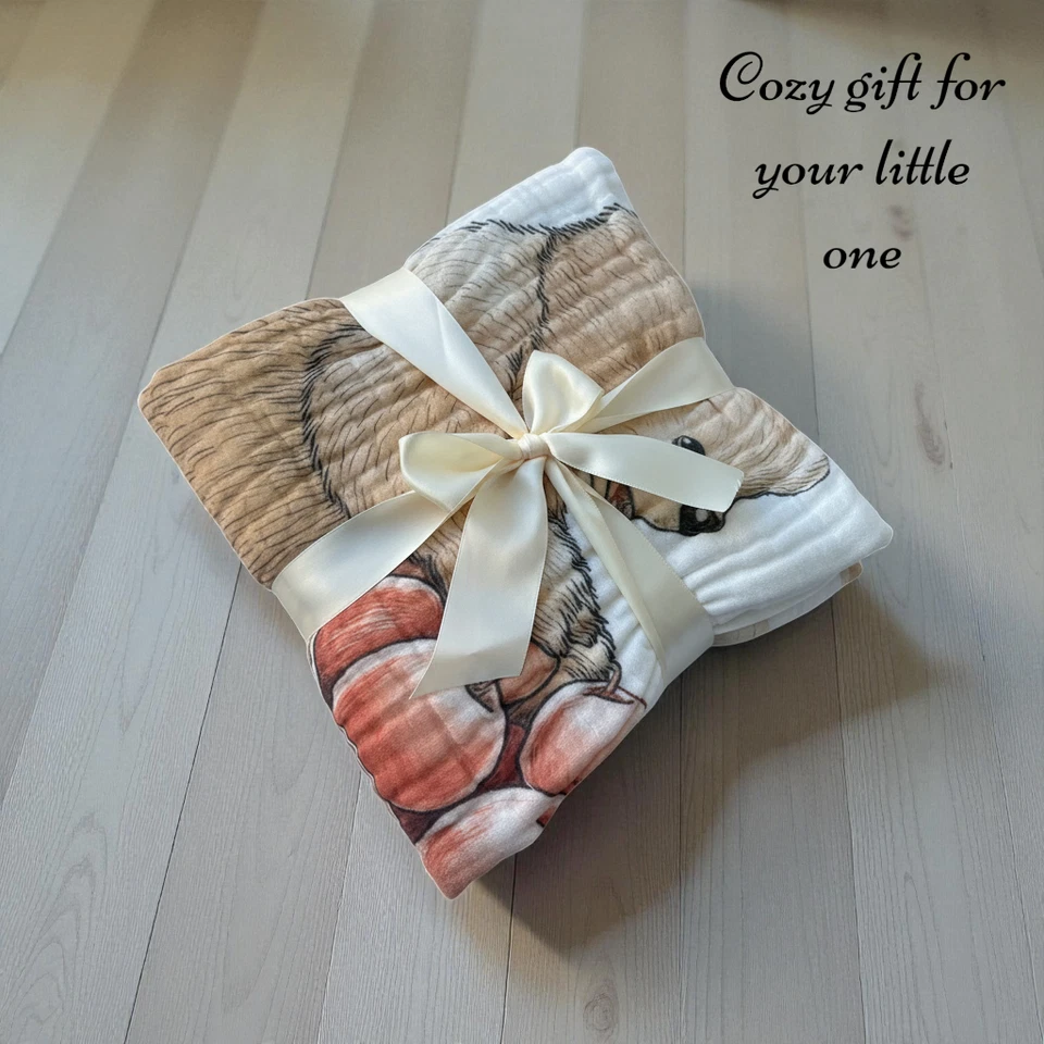 Manta de bebé de muselina de 6 capas con estampado de oso/envoltura de algodón suave/vivero de bosque Foto 3 de 4