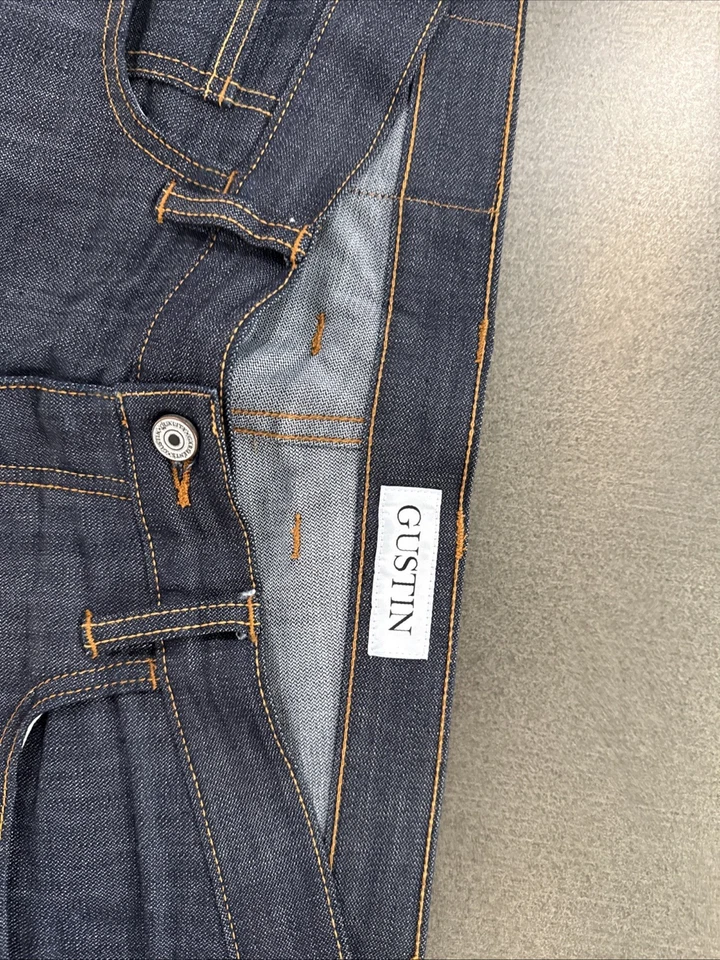 Jeans de mezclilla Gustin 425 Italia con ribete de llama roto 38x30 Foto 2 de 4