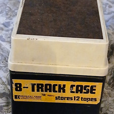 Key 8-Track Carry Case/Wallet Holds 12 Tapes Black/White Plastic for Cassettes