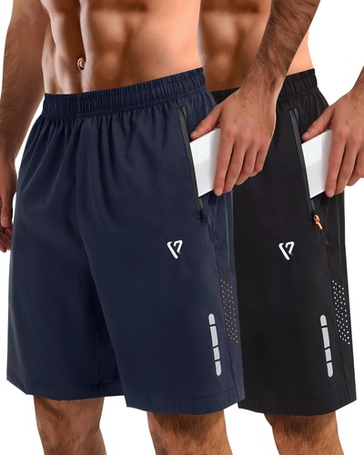 2 Pack Mens Athletic Shorts Quick Dry 7 Inch Running Shorts Breathable Mesh G...