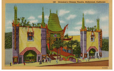 Grauman's Chinese Theater Hollywood CA Celebrity Footprints Vtg Linen Postcard