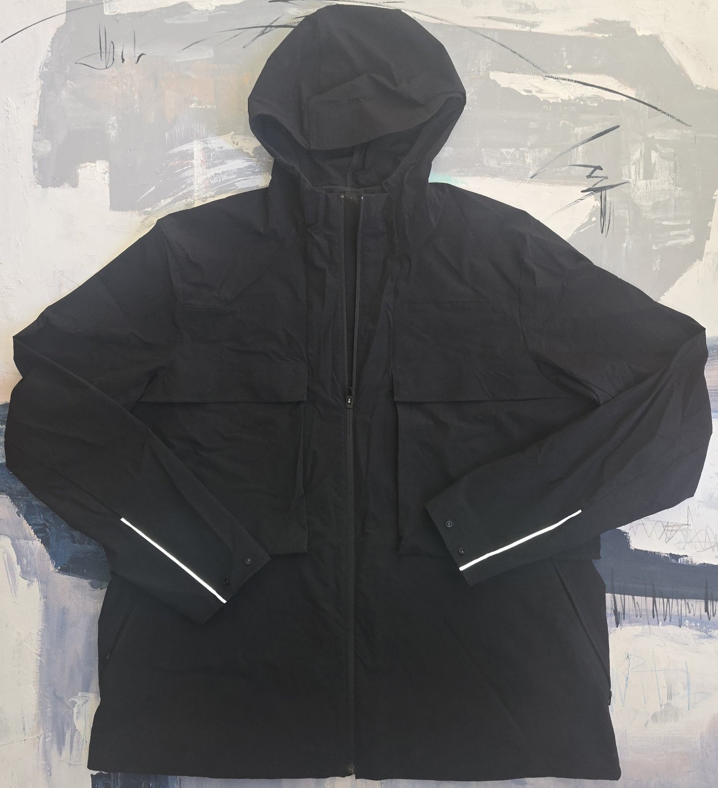 Lululemon Stretch Cargo Full Zip Jacket Black Sz XL Mens Hooded