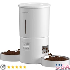 Automatic Cat Feeder 2 Cats Dual Portion Control Timer Voice Recording No Jam US