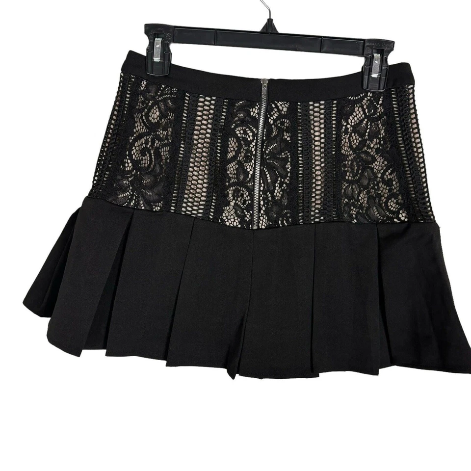 NUEVA Falda Plisada Patinadora Encaje Negro Rosa Sin Fin Para Mujer Talla Pequeña Foto 4 de 4