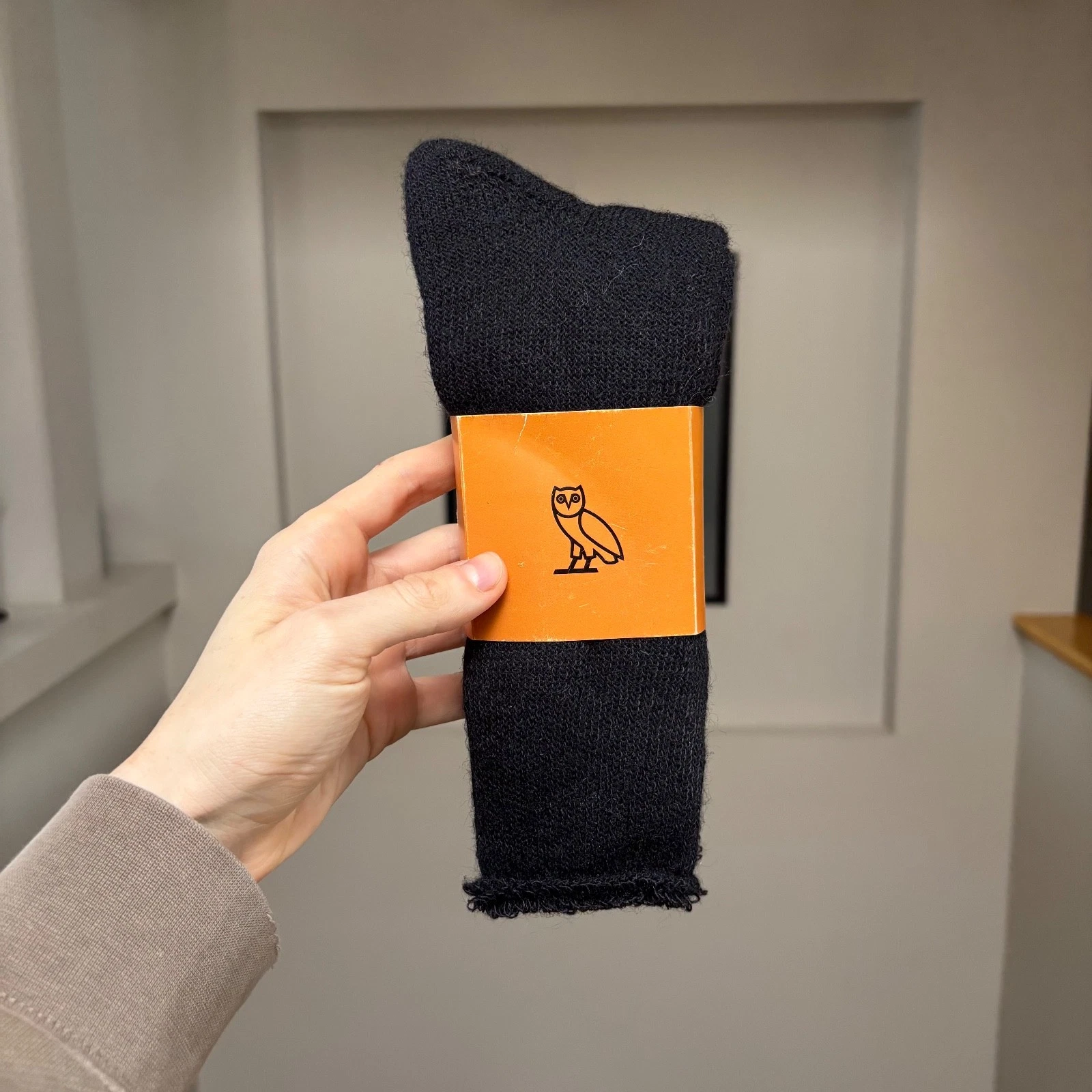 OVO Black Winter Mohair Wool Mid Socks - Small - New - Authentic