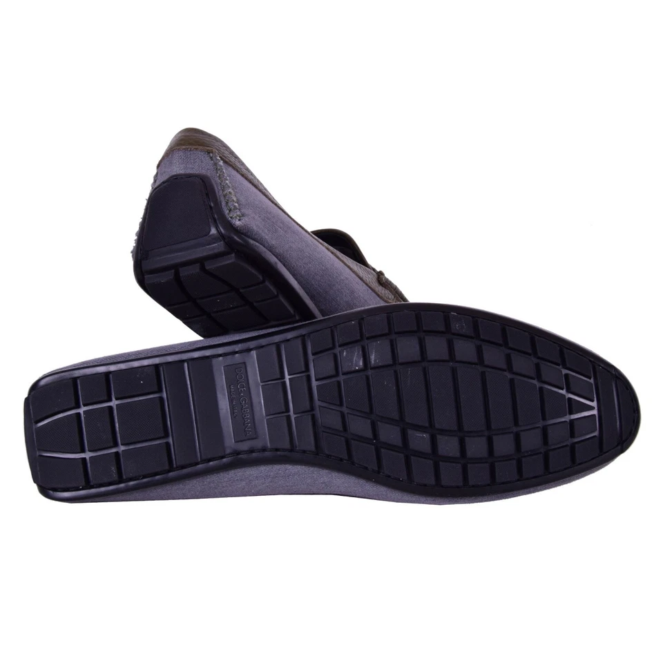 Zapatos Mocasín Dolce & Gabbana Cuero Denim RAGUSA Gris Verde 44 EE. UU. 11 UK 10 Foto 4 de 4