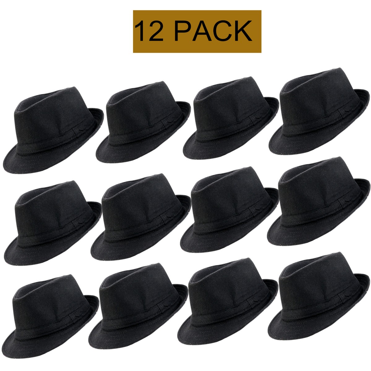 12 Pack 1920s Fedora Hat Classic Short Brim Sun Panama Hats  display picture 1
