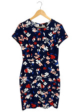Banana Republic women's Sheath dress navy blue floral short sleeve size 4