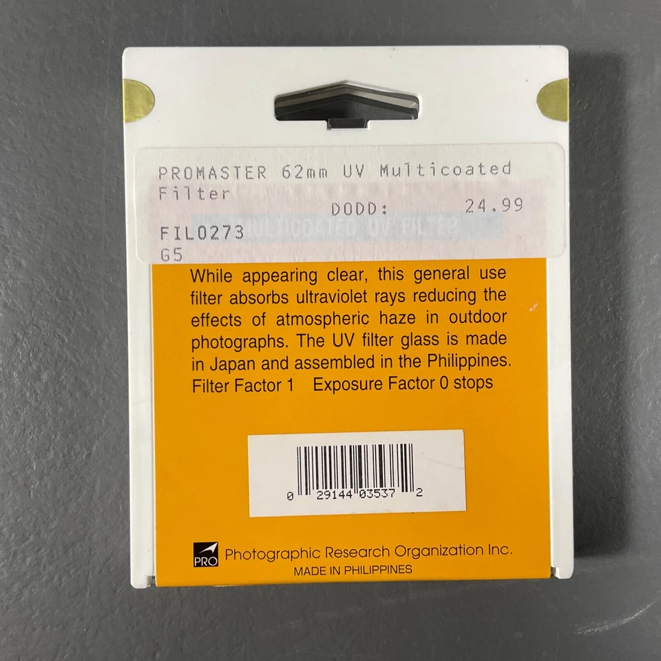 Promaster 62mm Multicoated UV Glass Lens Filter Wide Angle Digital in Case - Image 2 of 4