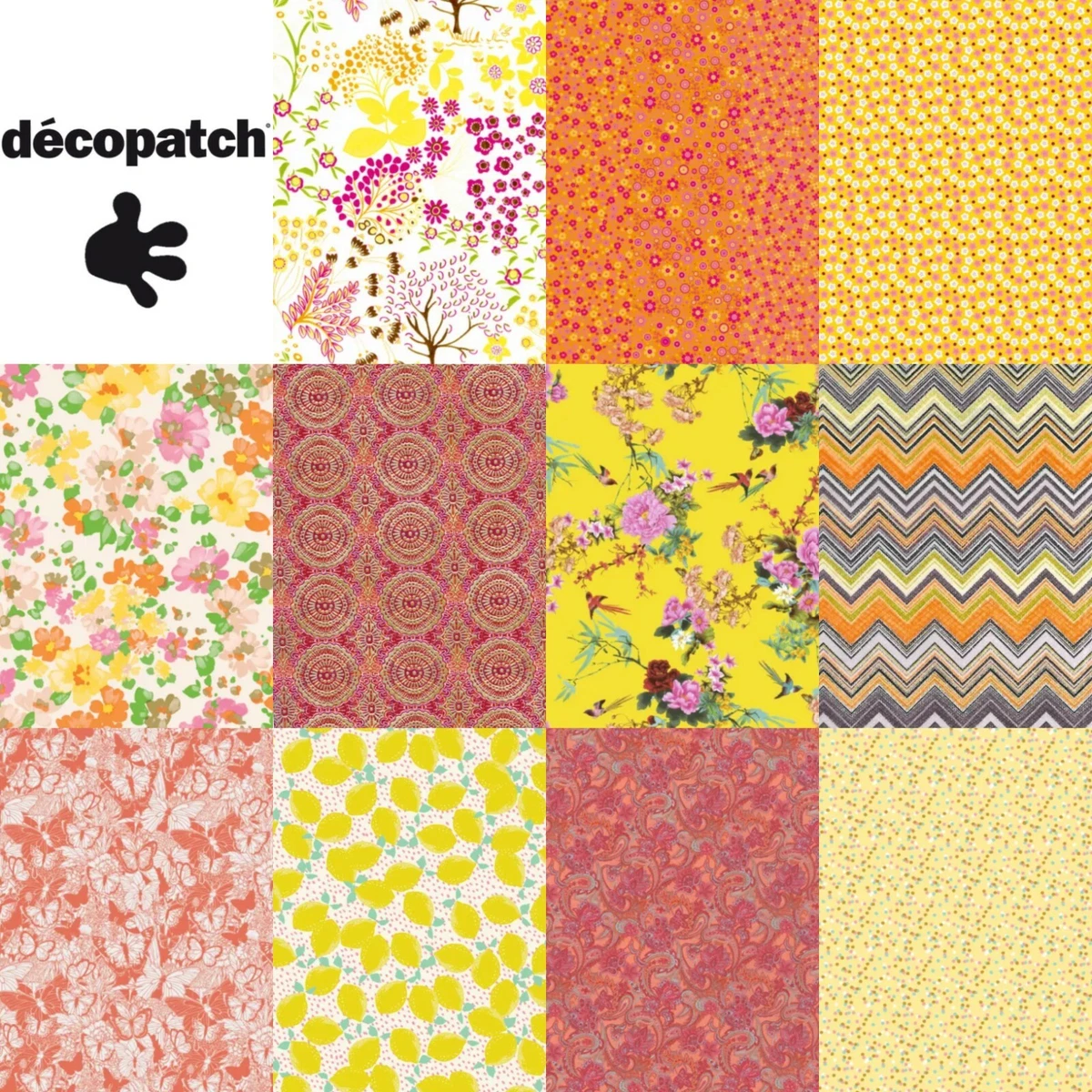 Decopatch Paper for Decoupage Full Size Sheets Yellow Orange