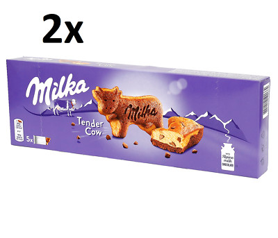 2 x MILKA Tender Cow Soft Cake with Alpine Milk Chocolate Pieces 140 g (4.9 oz)