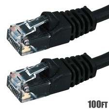 100FT Cat5E RJ45 Network LAN Ethernet UTP Stranded Patch Cable Copper Wire Black