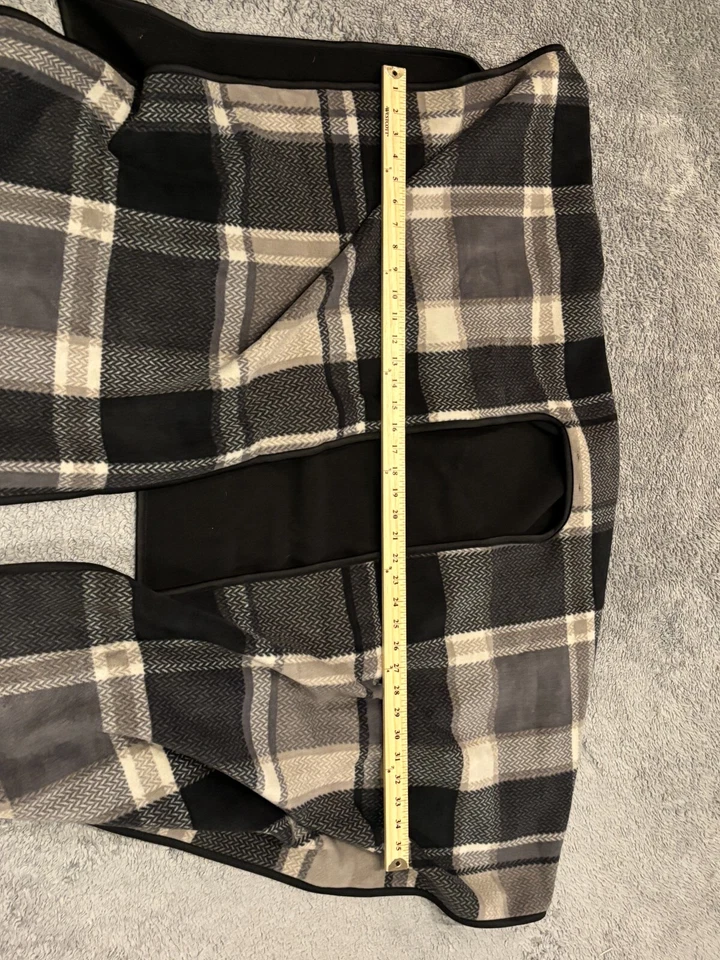 Ike Behar черный серый клетку флис открытый передний пончо надежном шаль женщин один размер - Изображение 3 из 4