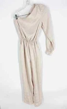 Love, Whit Size 2 Ivory One Shoulder Print Designer Jumpsuit