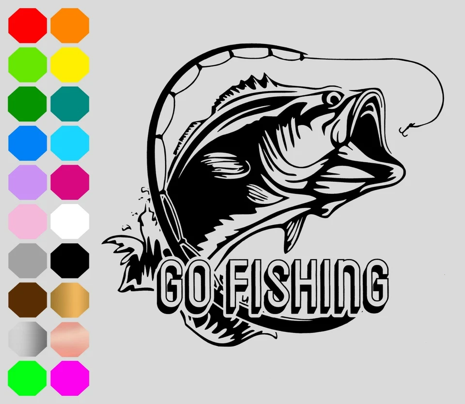 Bügelbild Angeln Angler Fischen GO FISHING Rute dunkle u. helle Stoffe - Bild 1 von 1