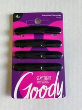 Goody Barrettes 4 pcs barrette 04414 women hair clip click girl 2.5" BLACK