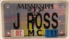 MOTORCYCLE vanity J ROSS license plate John Perot Joe James Jon Jim Biking Biker
