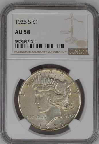 1926 S Peace Silver Dollar NGC AU-58