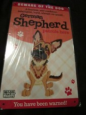 Decorative Metal Sign Dog Sign Beware of the Dog German Shepherd 5" x 9"