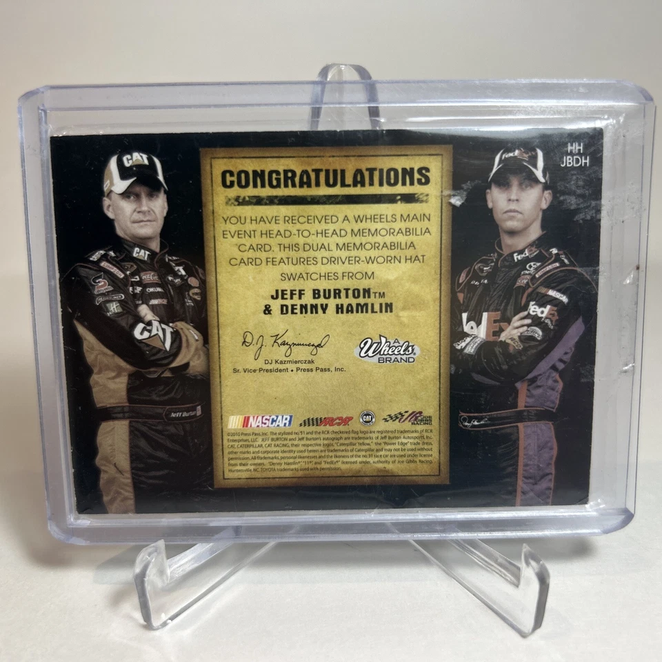 2010 Wheels Main Event Jeff Burton Denny Hamlin Dual Driver Worn Hat #73/150 - Image 2 of 2