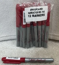 One Dozen BIC Mark-It Rambunctious Red Fine Point Permanent Color Markers