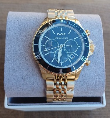 Michael Kors Mens Bayville Chronograph Stainless Steel Watch Gold 