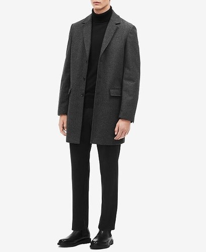 Calvin Klein Mens Herringbone Overcoat 