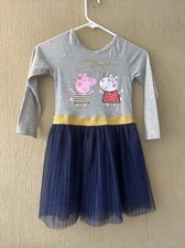 Peppa Pig Tutu Dress Long Sleeve Sz 6 Girls Tulle Mesh Skirt