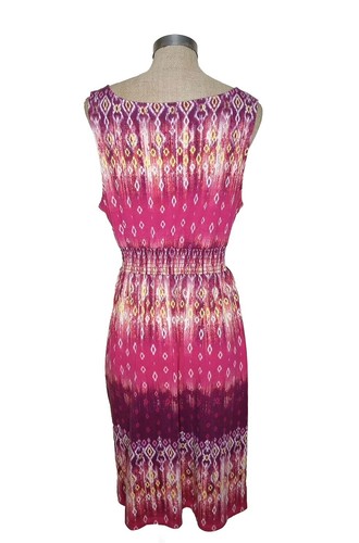 Mary Mcfadden Collection Dress Pink Red Ikat Sleeveless Size XL Cruisewear Artsy - Picture 3 of 10