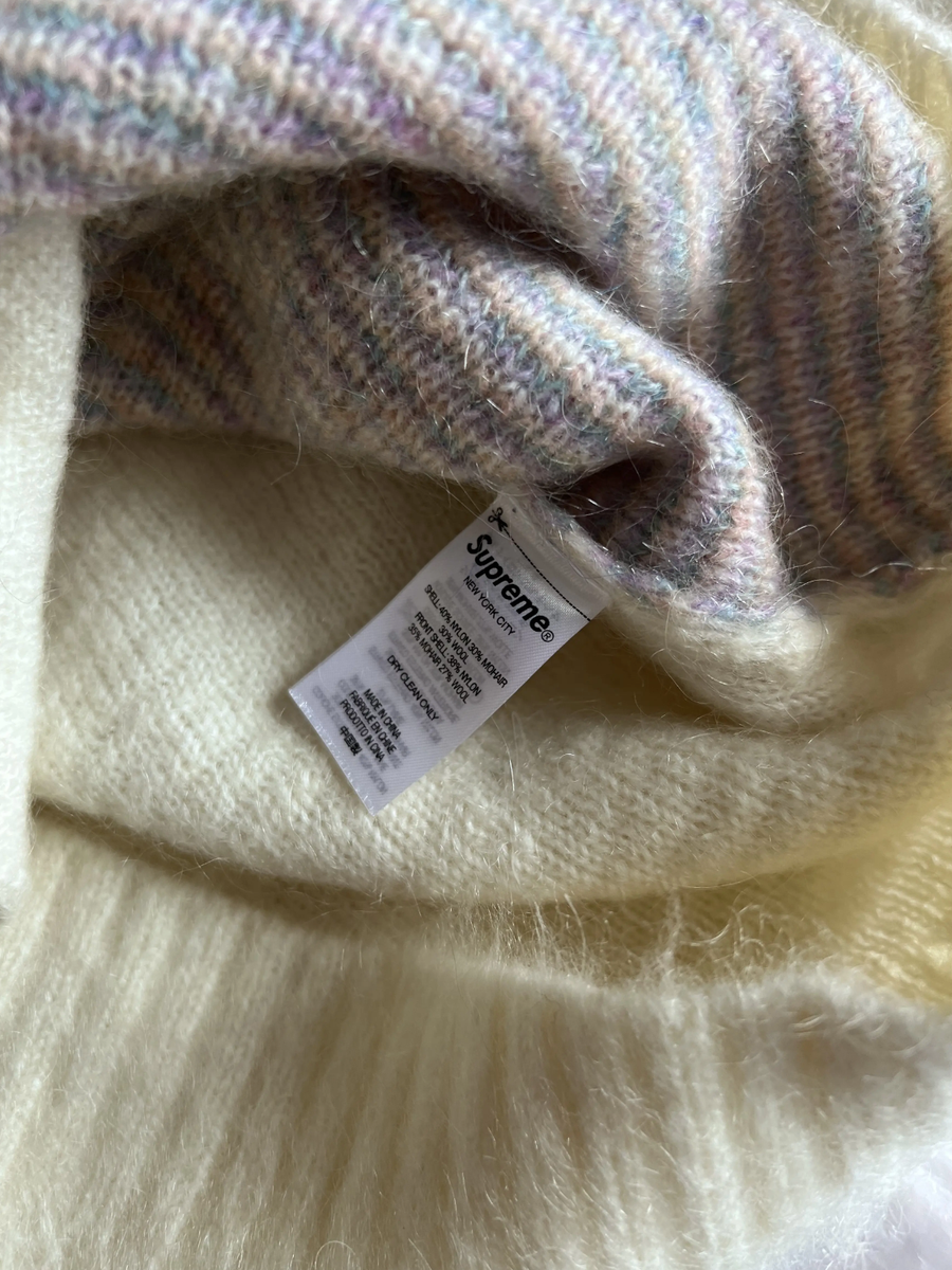 Supreme Brushed Grid Mohair Cardigan - Size Large - White Supreme Brushed Grid Mohair Cardigan - Size Large - White