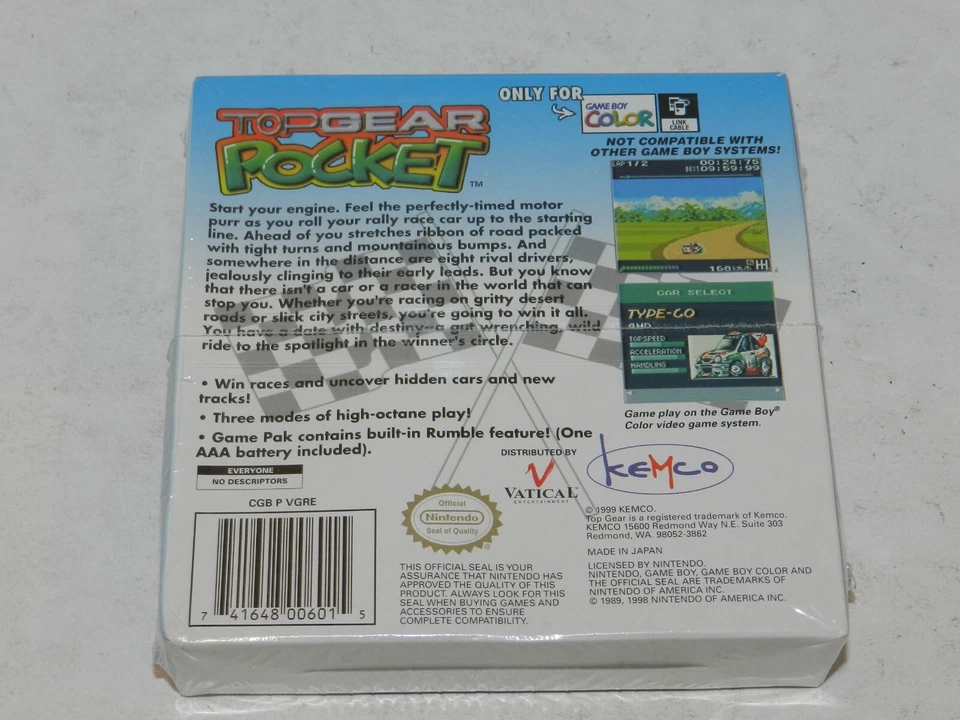 Top Gear Pocket Nintendo Game Boy Color GBC NEW SEALED NIB WATA VGA RARE - Image 2 of 3