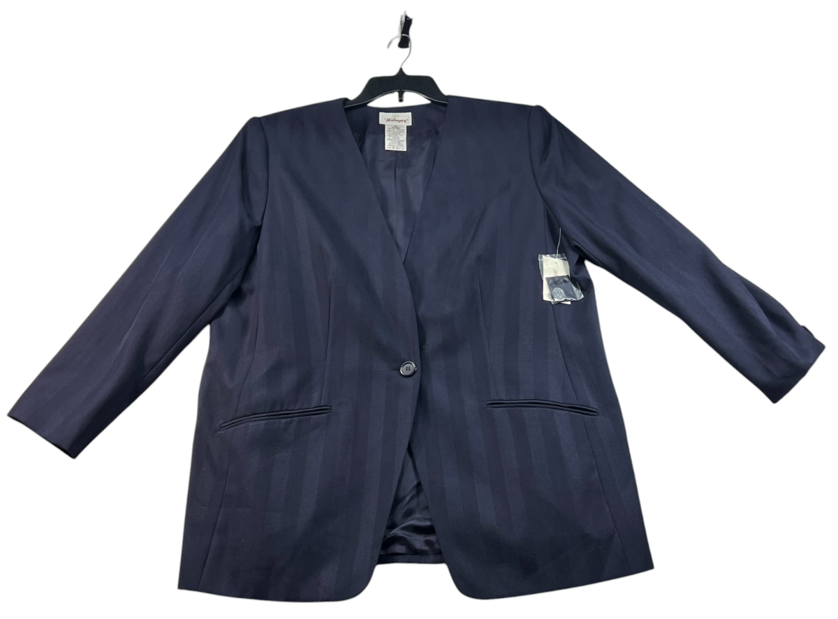 Worthington Blazer Womens Plus Size 18W Navy Blue Striped Long