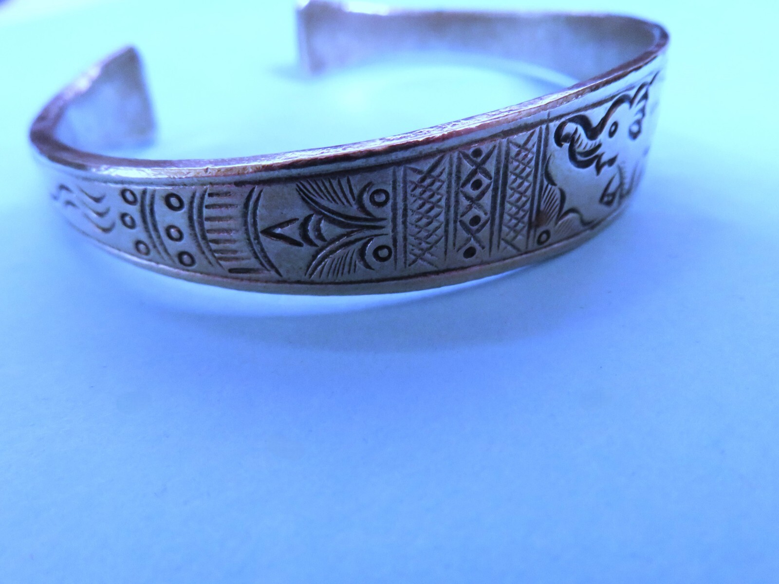 Engraved Metal Cuff Bangle Bracelet From Thailand… - image 8