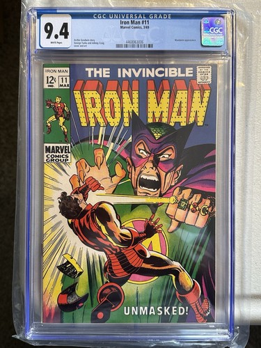 IRON MAN #11 CGC 9.4 NM WHITE PAGES MANDARIN APP. MARVEL COMICS MAR 1969 LOW POP