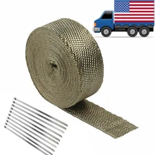 2" 50FT Titanium Exhaust Wrap Manifold Header Pipe Heat Wrap Tape + 10 Ties Kit