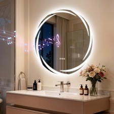Standout Design LED Bathroom Mirror Built-in Bluetooth Speaker Dimmable Anti-fog