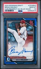 2024 Bowman Draft Cole Brian Holiday Auto Blue Wave Refractor /150🔥PSA 10🔥POP4