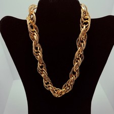 Chunky Link Chain Necklace Women Gold Tone Multi Link 19" Adjustable