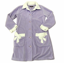 Stan Herman Womens Robe Sz S Purple Fleece Button-Up Long Sleeve Deep Pockets