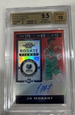 2019-20  Contenders Optic RC Ticket Variation Ja Morant #106 Red BGS 9.5 Auto 10