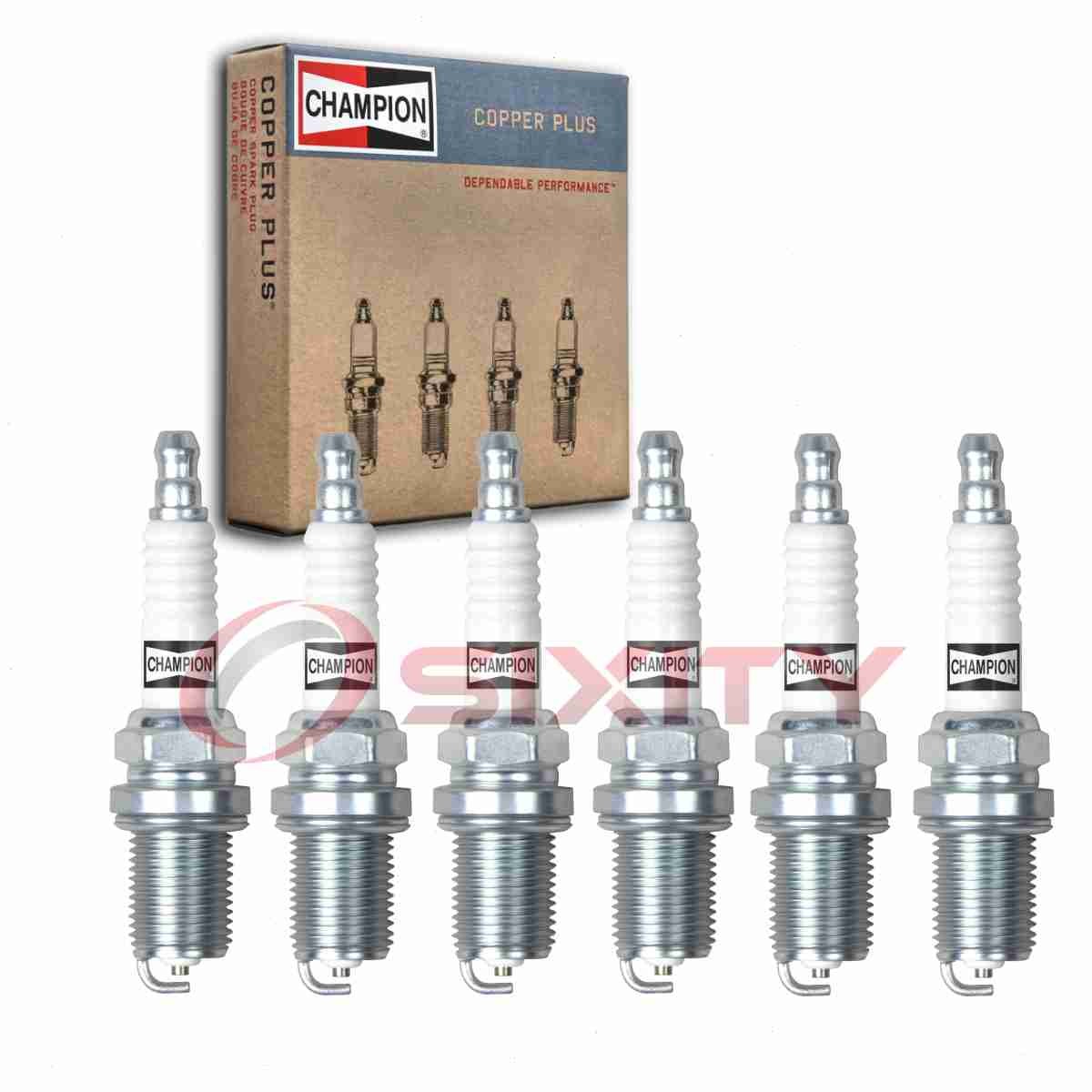 6 pc Champion Copper Plus Spark Plugs for 1982 Ford Thunderbird 3.8L V6 sc