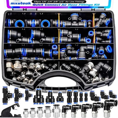 mxuteuk Quick Connect Air Hose Fittings Kit,1/8,1/4,3/8,1/2 Push to Connect F...