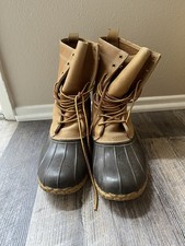 LL Bean Bean Boots Duck USA Maine Made Rain Tan Men's Size 9 M