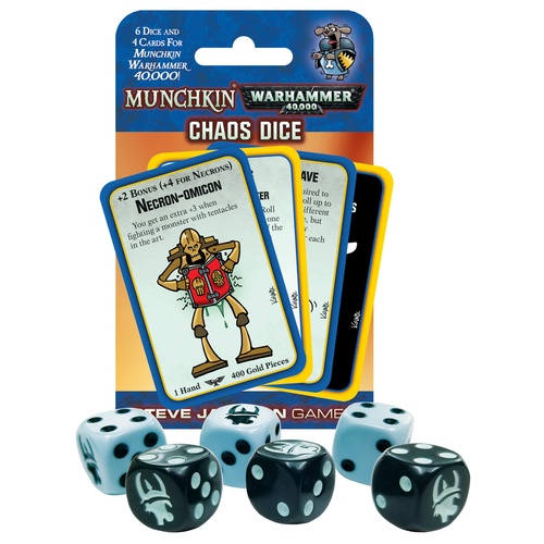 Chaos Dice w/ 3 Promo Cards and Bookmark Quill Agrax Munchkin Warhammer 40000 - Picture 2 of 9